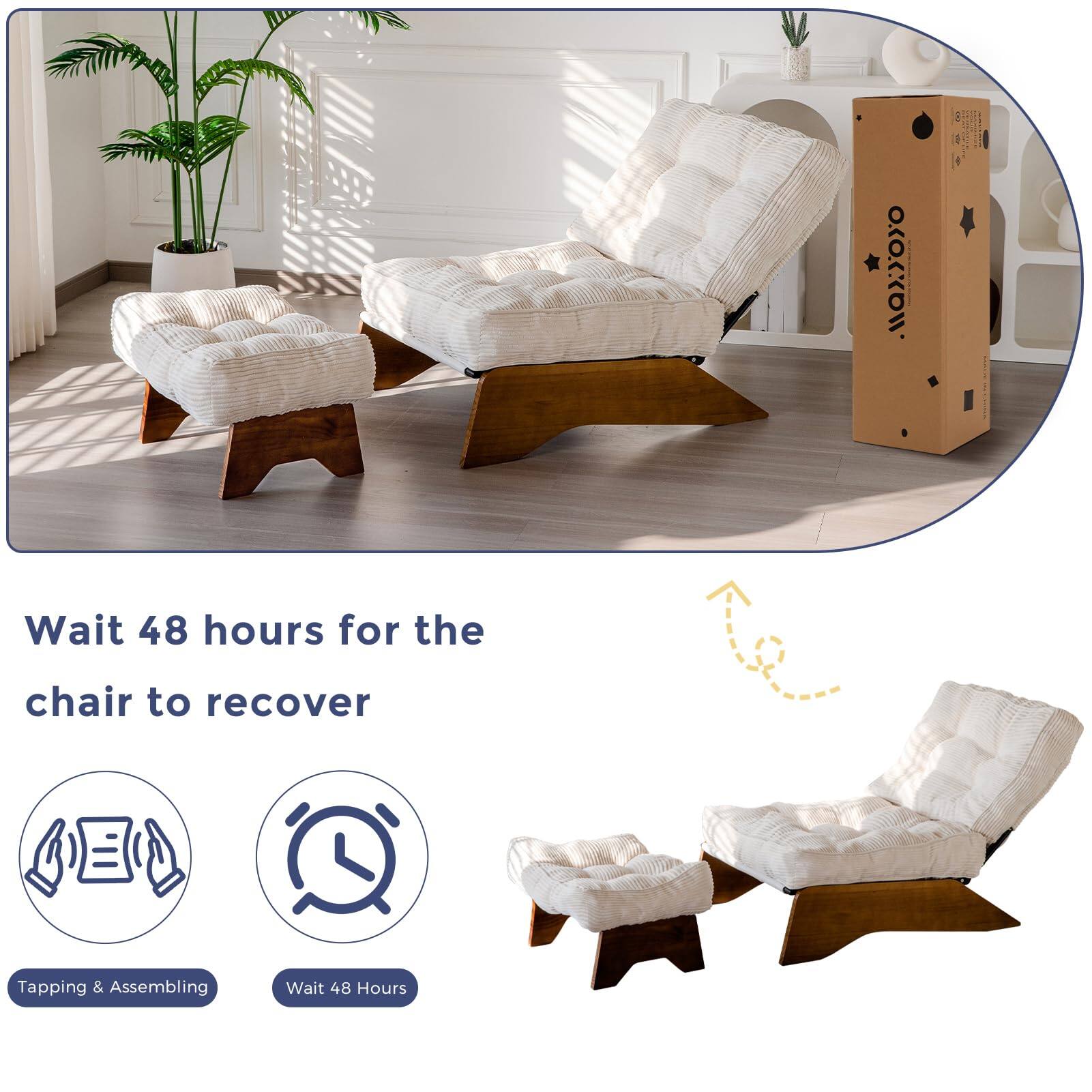 Wait 48 hours for the chair to recover

Tapping & Assembling

Wait 48 Hours