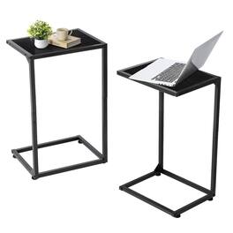 Oumilen - C-Shaped End Table Set of 2, Slim Side Table for Sofa and Bed - Black
