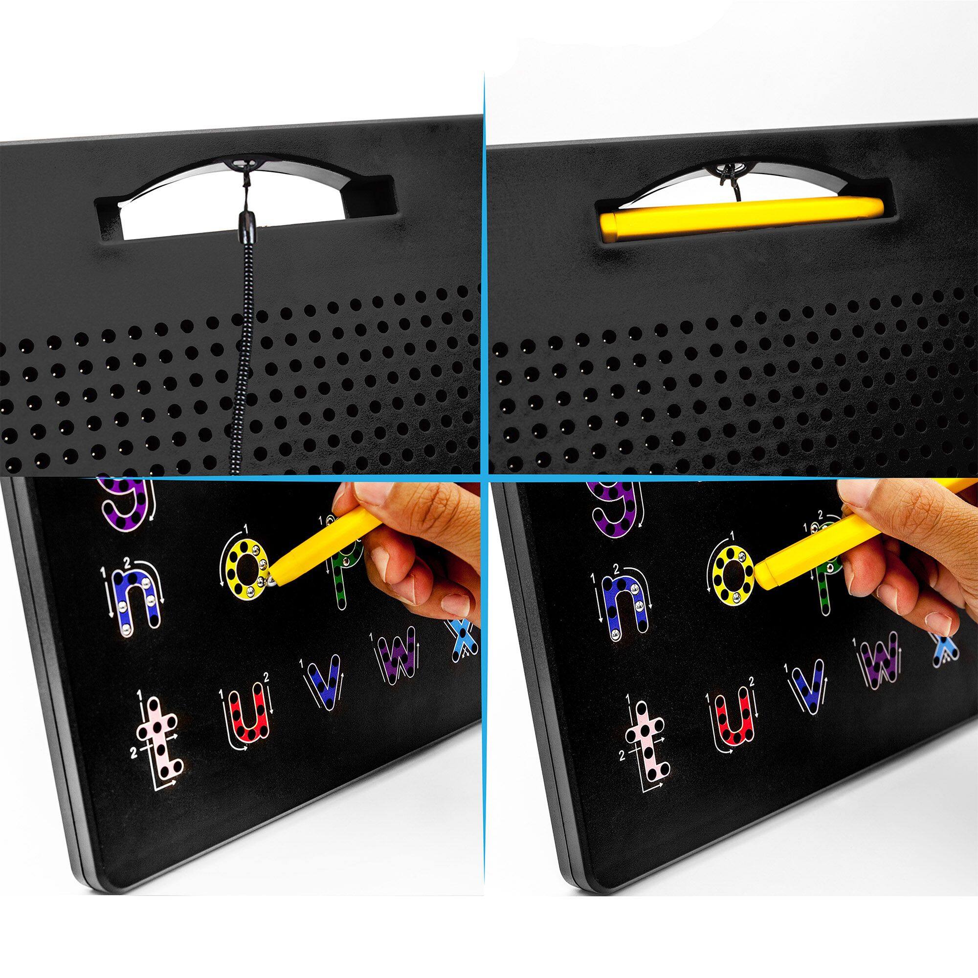 Alt View 5. PicassoTiles - PICASSO-TILES Magnetic Drawing Board for Kids, Double-Sided Educational STEM Learning Playset - Multicolor.