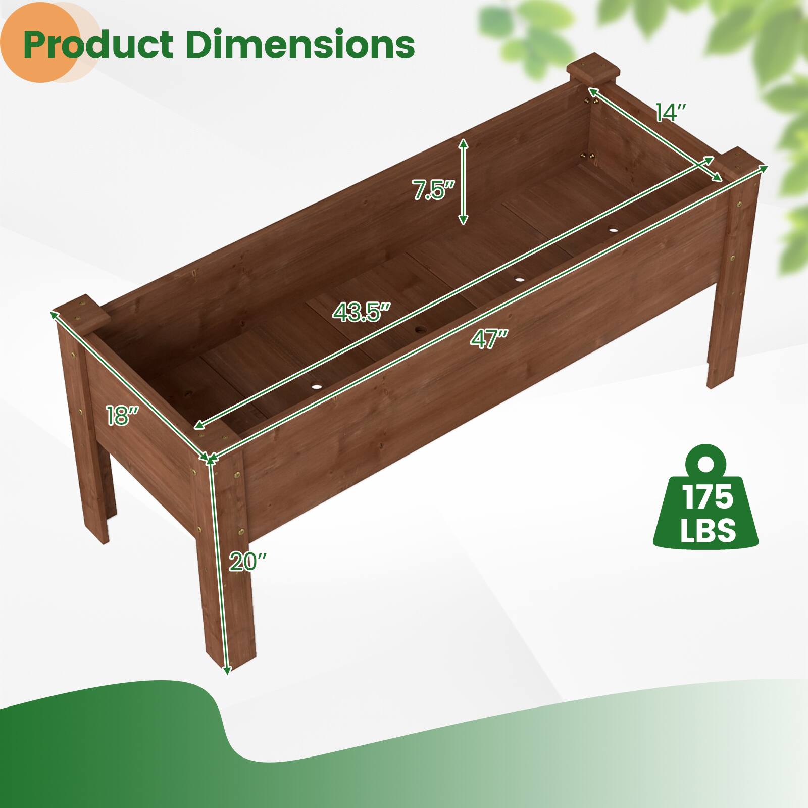 Product Dimensions
14"
7.5"
43.5"
47"
18"
20"
175 LBS