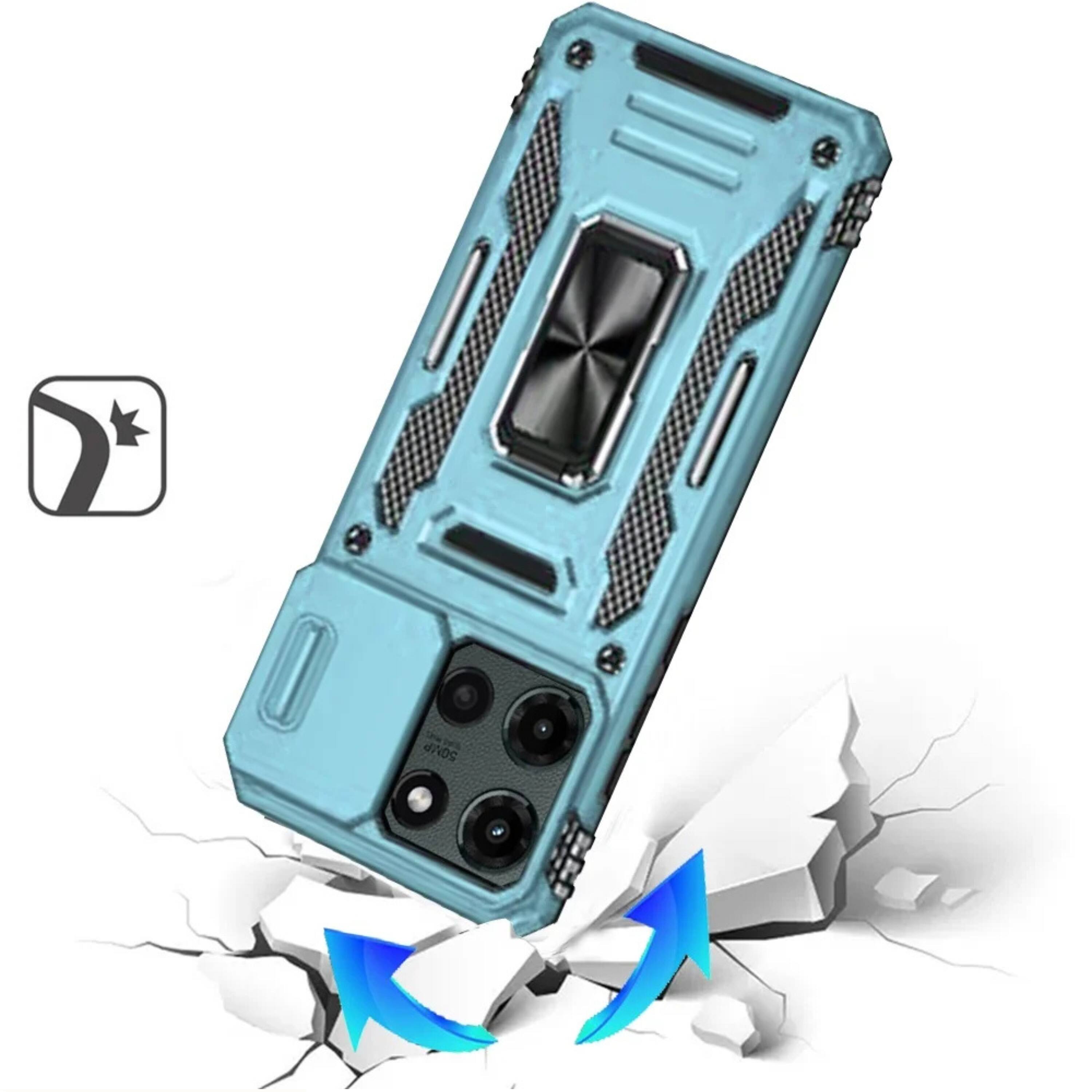 Left. Kitcheniva - Shockproof Ring Stand Case For Moto G Stylus 2025 2026 With Sliding Camera Lens Cover Light Blue - Light Blue.