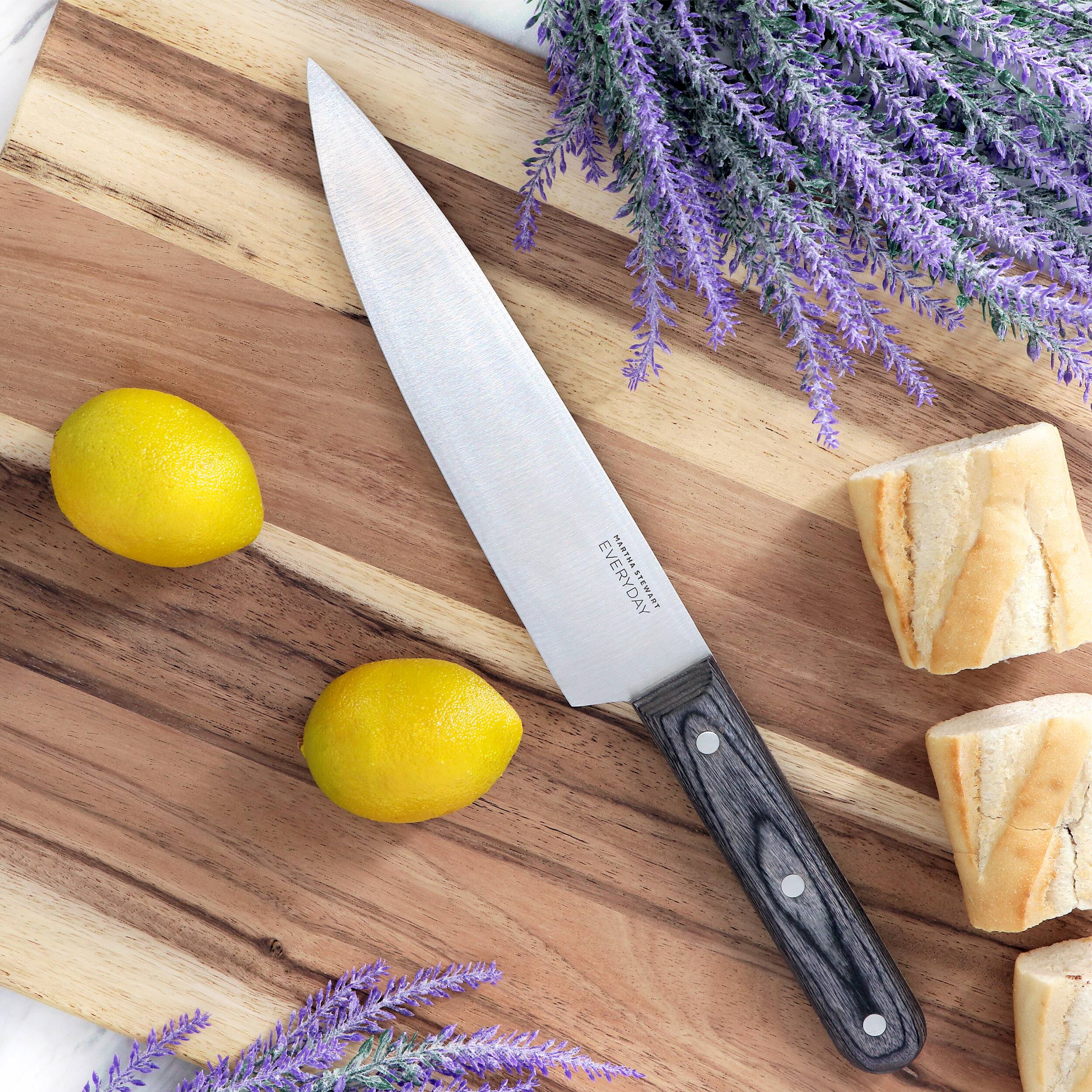 Martha Stewart - Everyday 8 Inch Stainless Steel Chef Knife with Wood Handle - Dark Gray - Thumbnail 2
