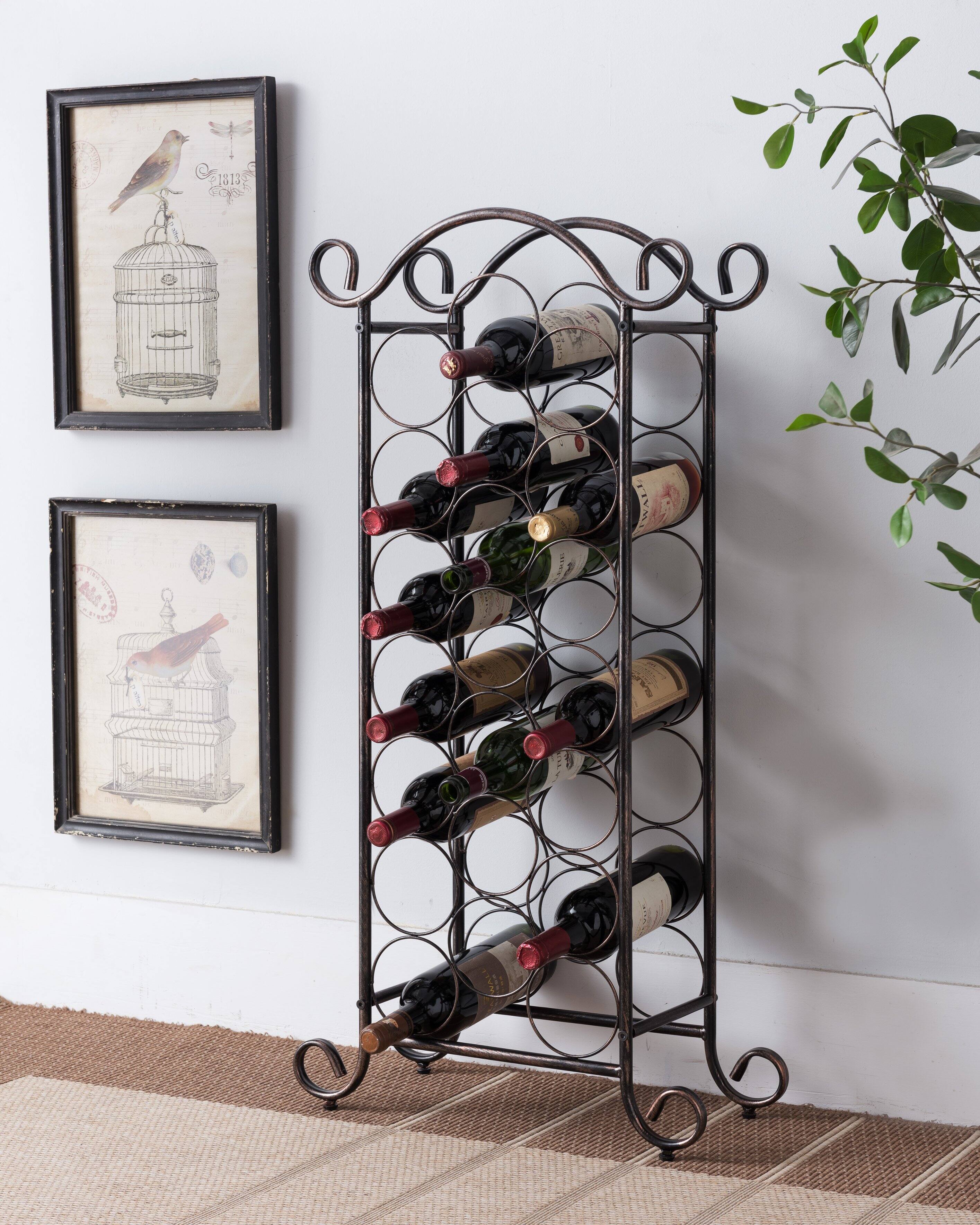 Kings Brand Furniture - Floor Freestanding Metal Wine Rack, Wine Bottle Holder Stands, Wine Storage for Home Bar - Rust/Copper