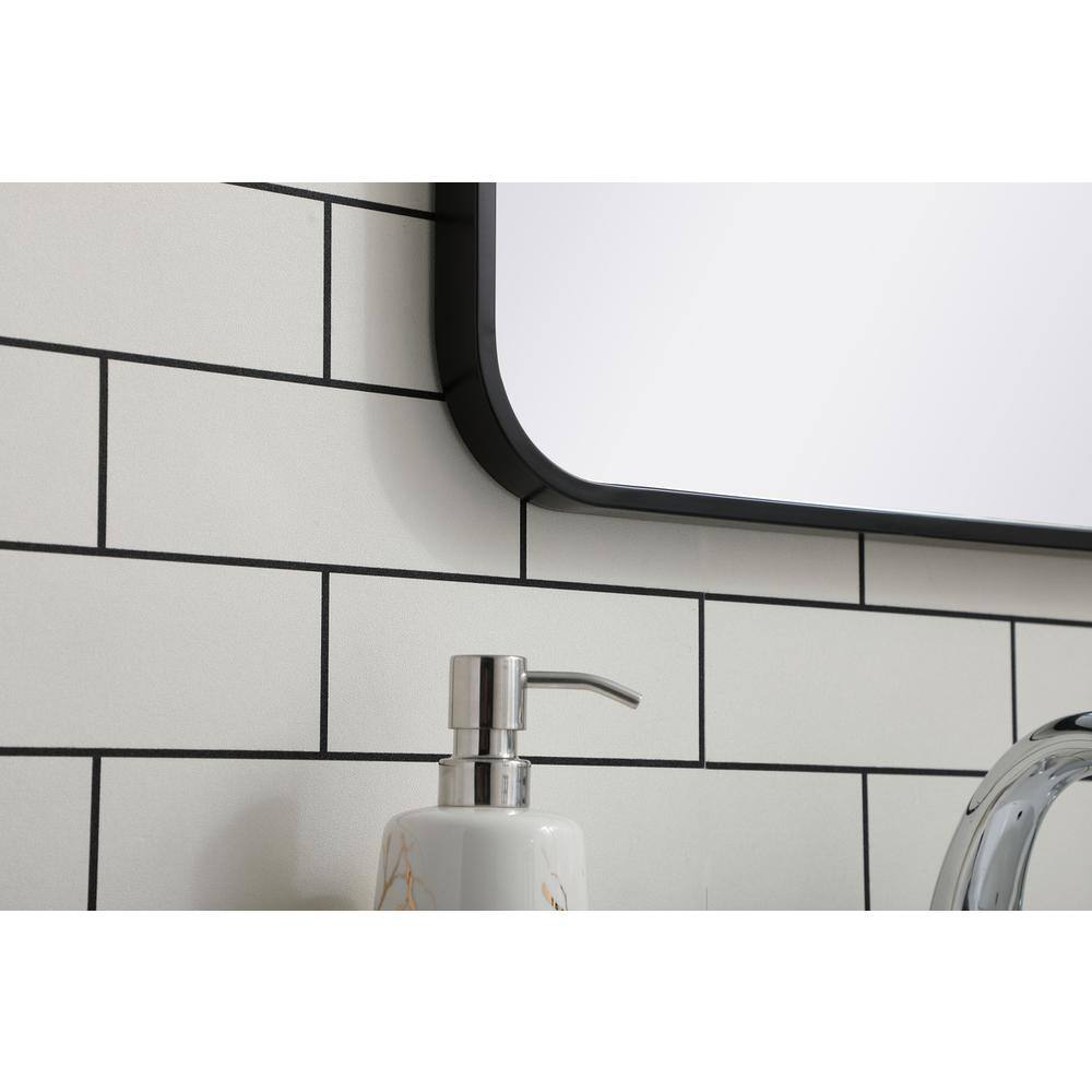 Alt View 2. Elegant Decor - Soft corner metal rectangular mirror 18x36 inch in Black - Black.