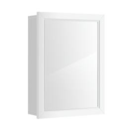 Pefilos - Wall Mounted Adjustable Medicine Storage Mirror Cabinet, Bathroom Cabinet for Bathroom Laundry Room Kitchen - White