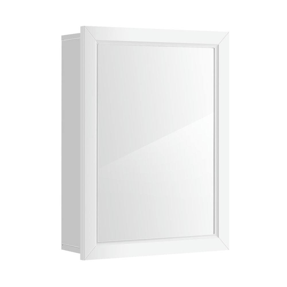 Front. Pefilos - Wall Mounted Adjustable Medicine Storage Mirror Cabinet, Bathroom Cabinet for Bathroom Laundry Room Kitchen - White.
