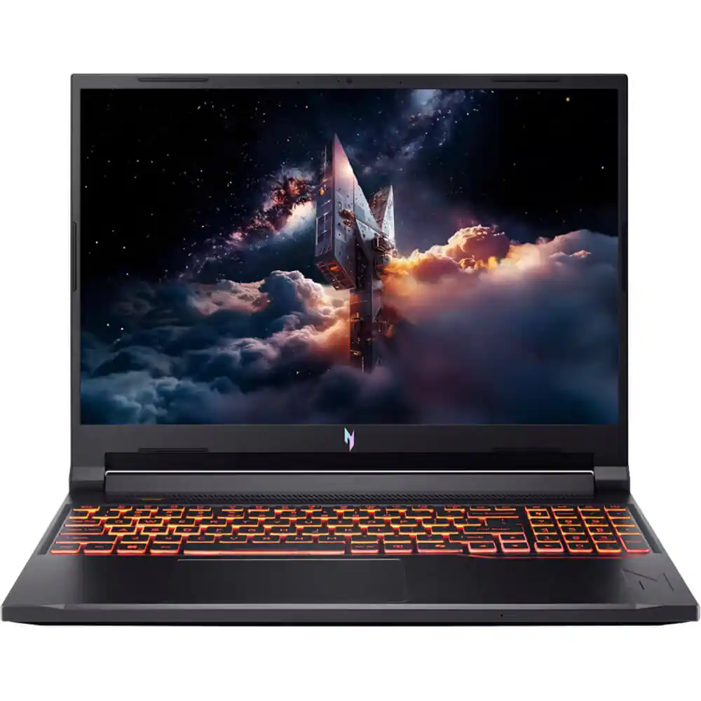 Front. Acer - Acer 16 inch Nitro V 16 Gaming Laptop - Intel Core Ultra 7 240H - NVIDIA GeForce RTX 5060 - 32GB/512GB SSD - Black.