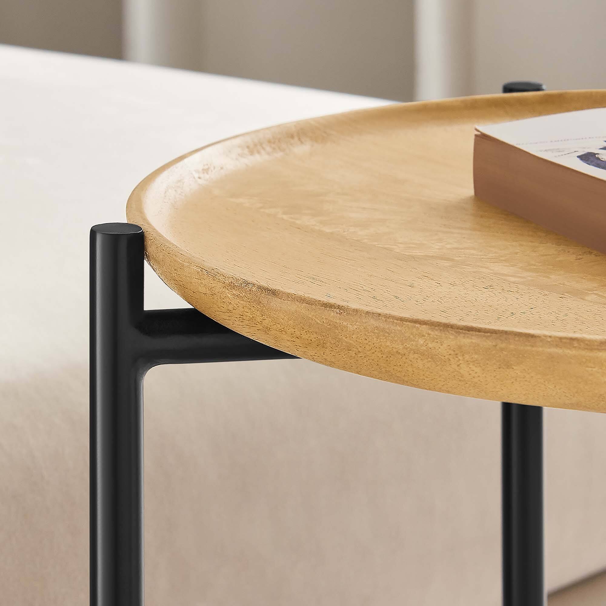Alt View 1. Modway - Xilo Round Wood and Metal Side Table by Modway - Oak.
