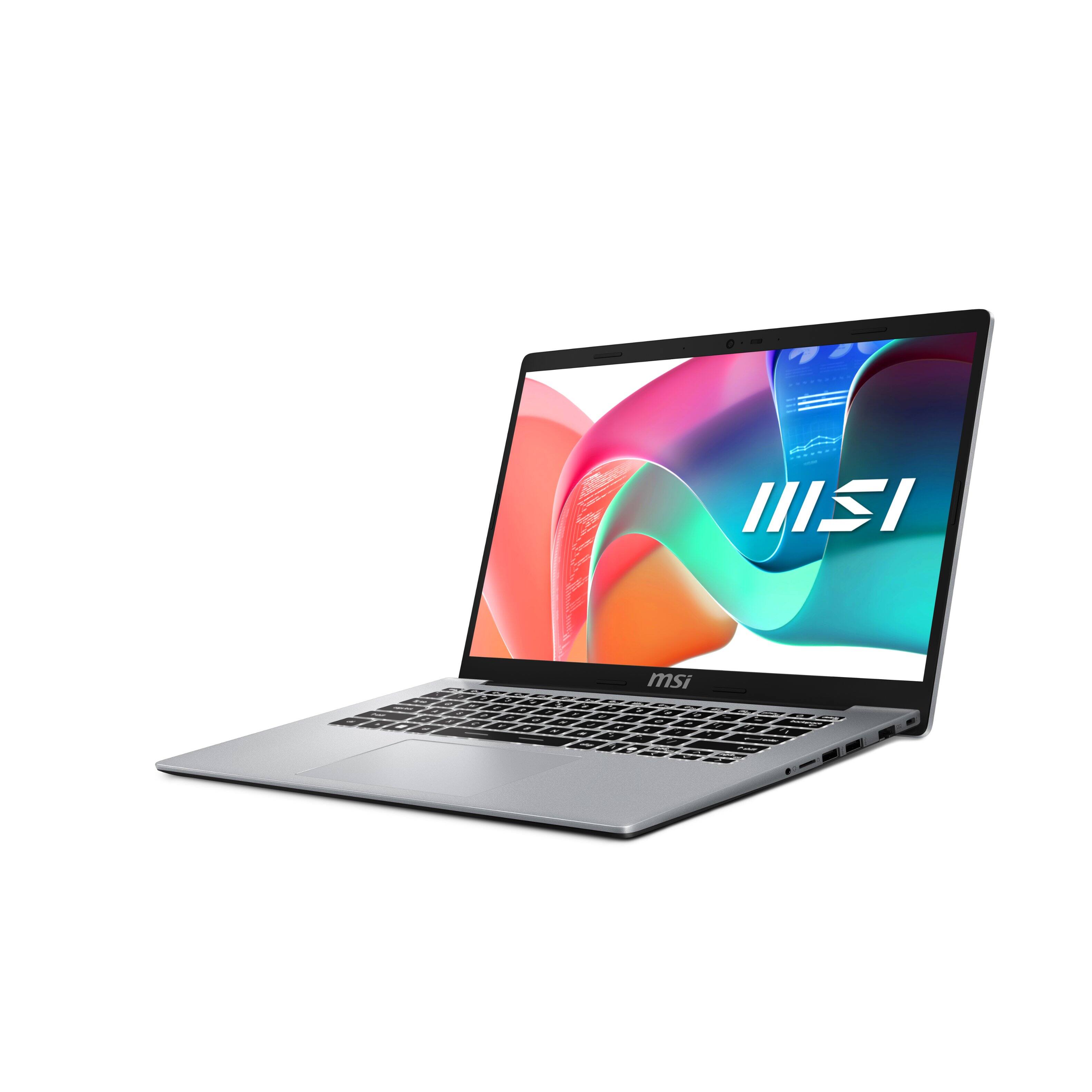 Left. MSI - Modern 14 14" Laptop - Intel Core Ultra 7-150U - Intel Graphics with 16GB Memory -1TB SSD - Urban Silver.