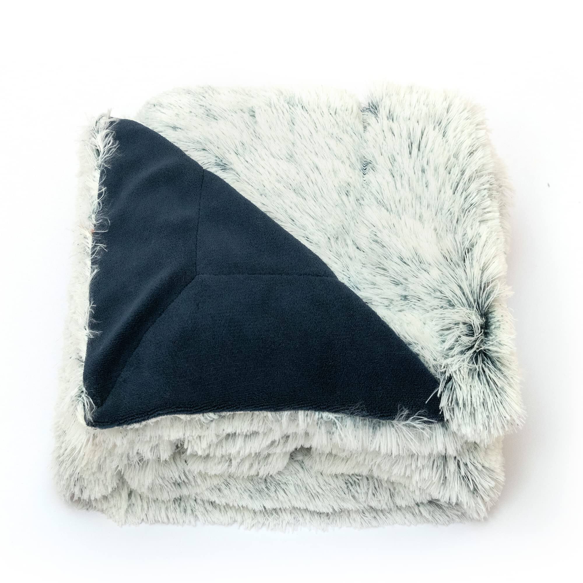 Alt View 5. Cheer Collection - Reversible Long Shaggy Faux Fur Throw Blanket with Velvety Microplush Reverse, 50 x 60 in - Blue Ombre - Blue.