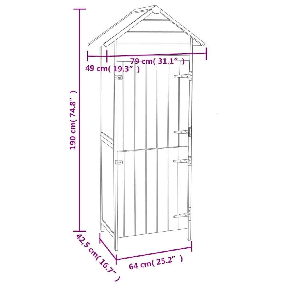 79 cm (31.1")  
49 cm (19.3")  
139 cm (74.8")  
42.5 cm (16.7")  
64 cm (25.2")