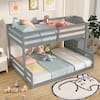 Front. Gymax - Gymax Twin Over Full Low Bunk Bed w/ Storage Stairs Full-length Guardrails - Gray.