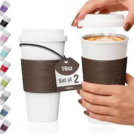 Copco - Travel Mug Set of 2, 16oz Double Wall Insulated BPA-Free - Brown