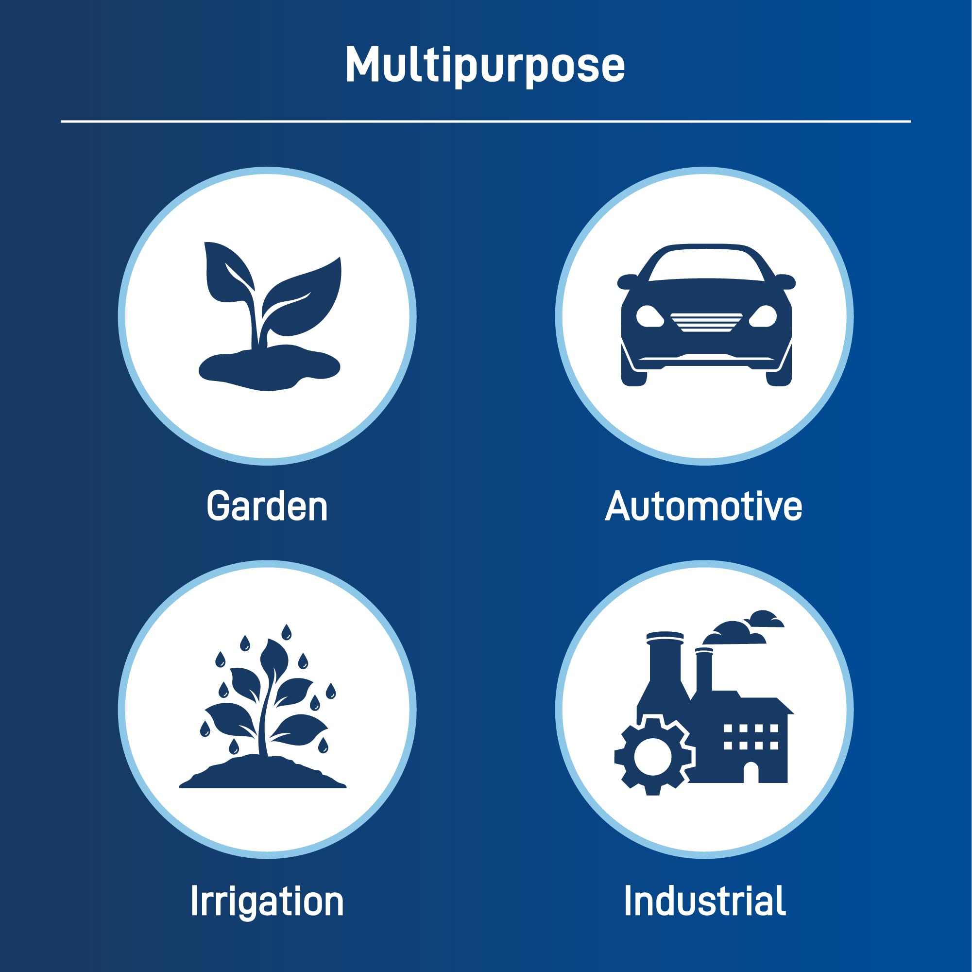 Multipurpose

- Garden
- Automotive
- Irrigation
- Industrial