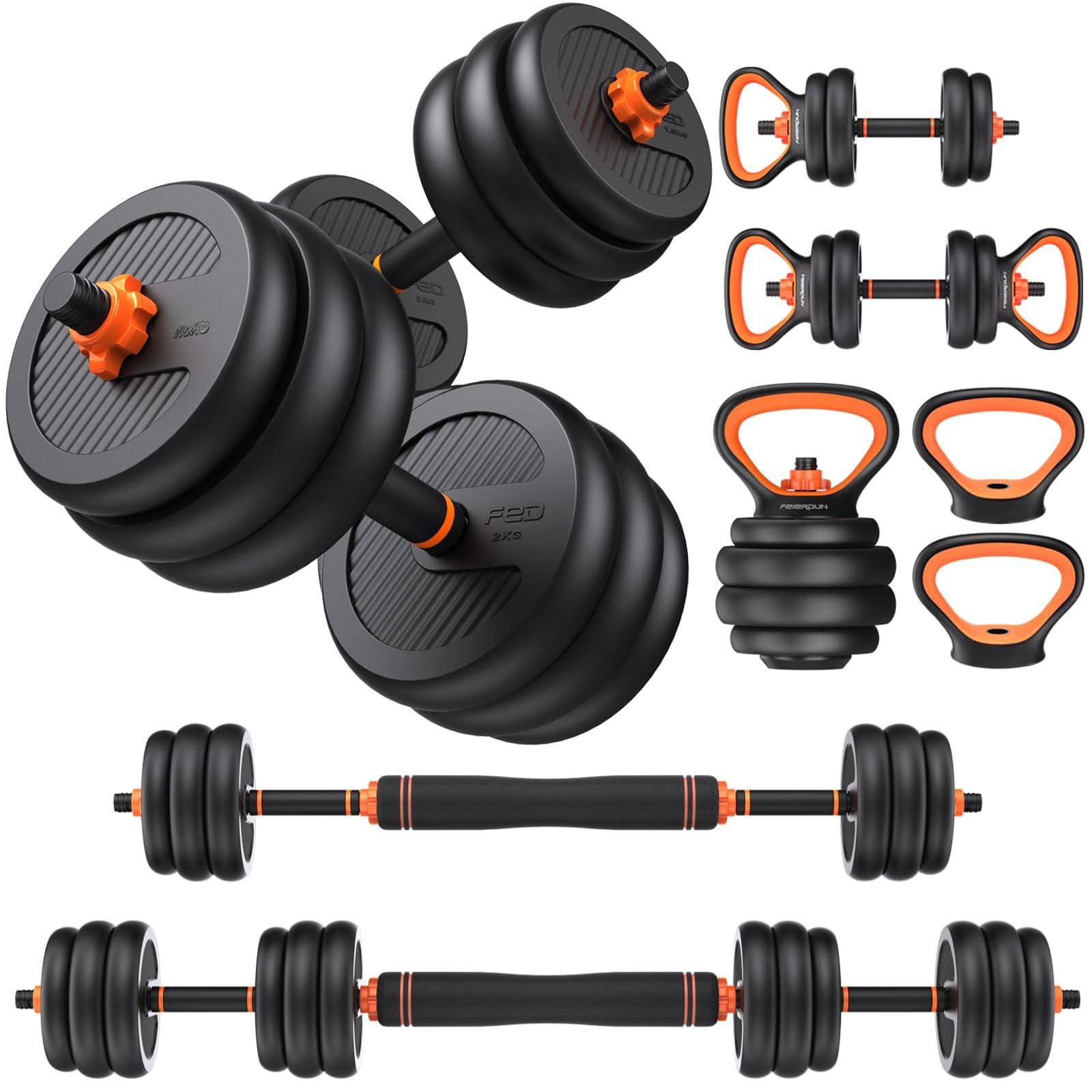 ThinkLink Electronic - Adjustable Dumbbells 20 30 40 45 70 s Free Weight Set With Connector 1 As Barbell Kettlebells Push Up Stand - 45LB(22