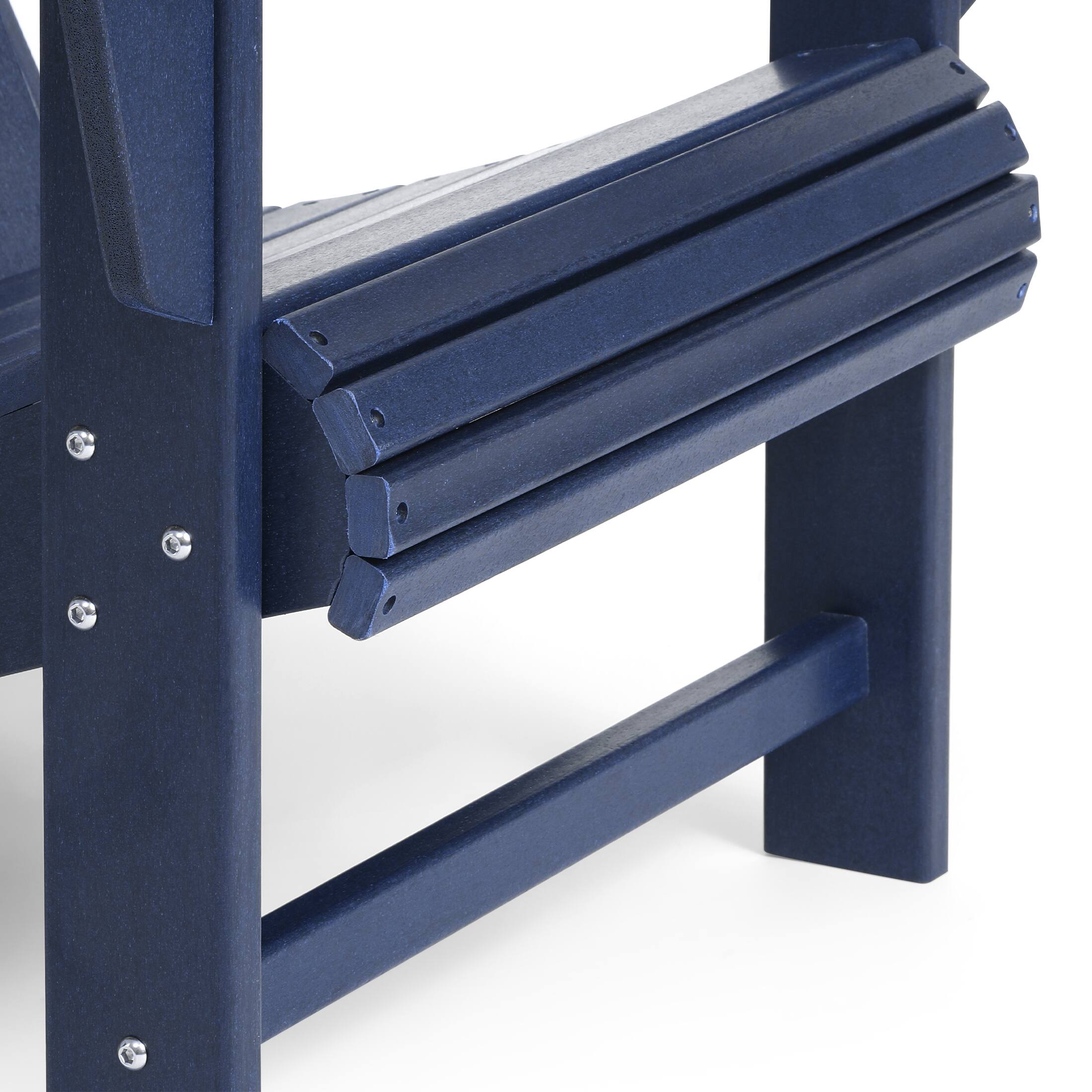 Alt View 4. WestinTrends - WestinTrends Highland 5-Piece Adirondack Chair with Folding Ottoman and Table Set - Navy Blue.