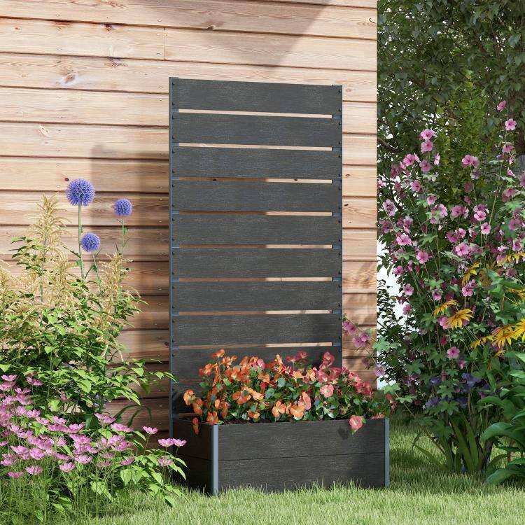 Alt View 1. PULUZ - Trellis Planter for Climbing Plants, Raised Garden Bed with Trellis, Planter Box for Outdoor - Black.