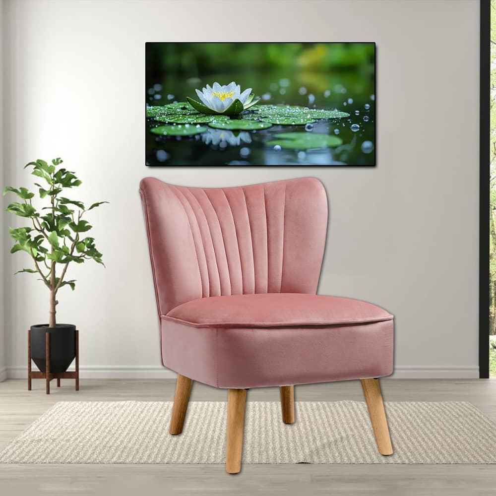 Hivvago - Contemporary Velvet Upholstered Armless Chair with Solid Wood Legs - Pink
