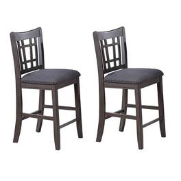 Manhattan Lane - Raha Counter Height Chairs, Set of 2, Nailhead Trim, Open Square Back - Gray, Brown