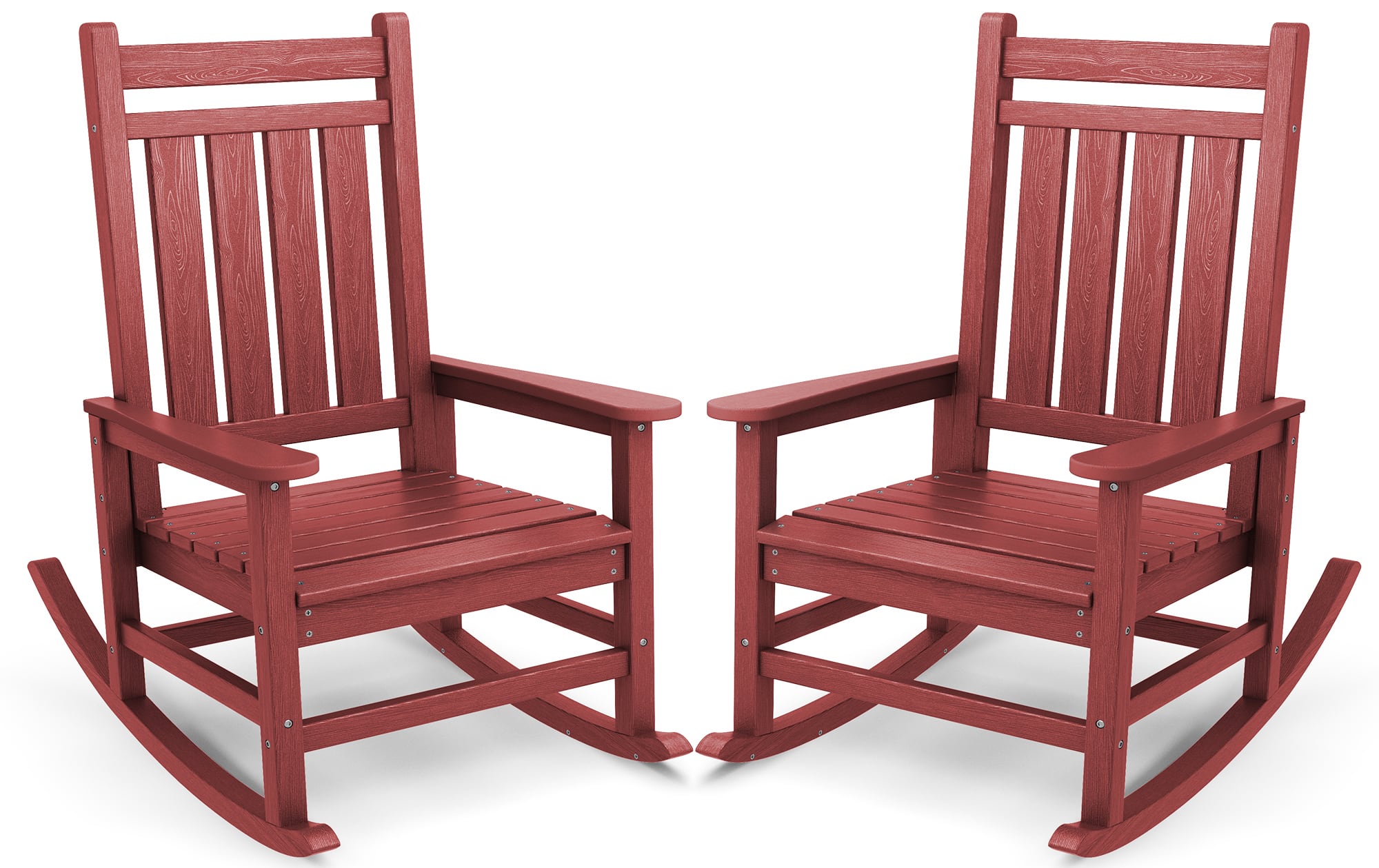 SERWALL - Rocking Chair Set of 2, HDPE Rocker - Crimson Red