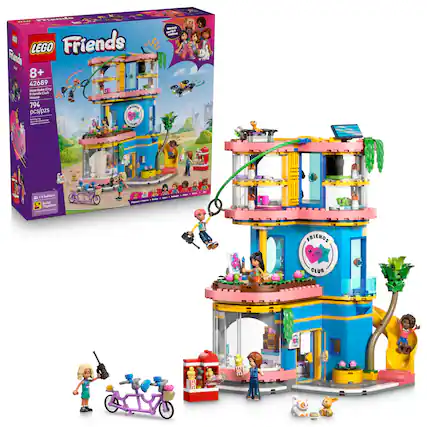 LEGO Friends 8+ 42689 Heartlake City House of Friends 794 pcs/pzs
Build a 3-story building with a rooftop terrace, a ground-level café, and a second-floor club area. Includes a drone, a bicycle, and a dog.