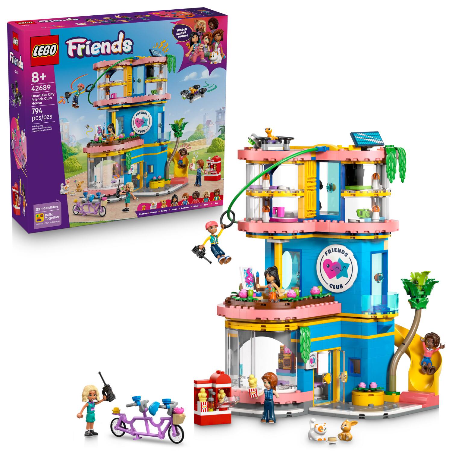 LEGO Friends 8+ 42689 Heartlake City House of Friends 794 pcs/pzs

Build a 3-story building with a rooftop terrace, a ground-level café, and a second-floor club area. Includes a drone, a bicycle, and a dog.
