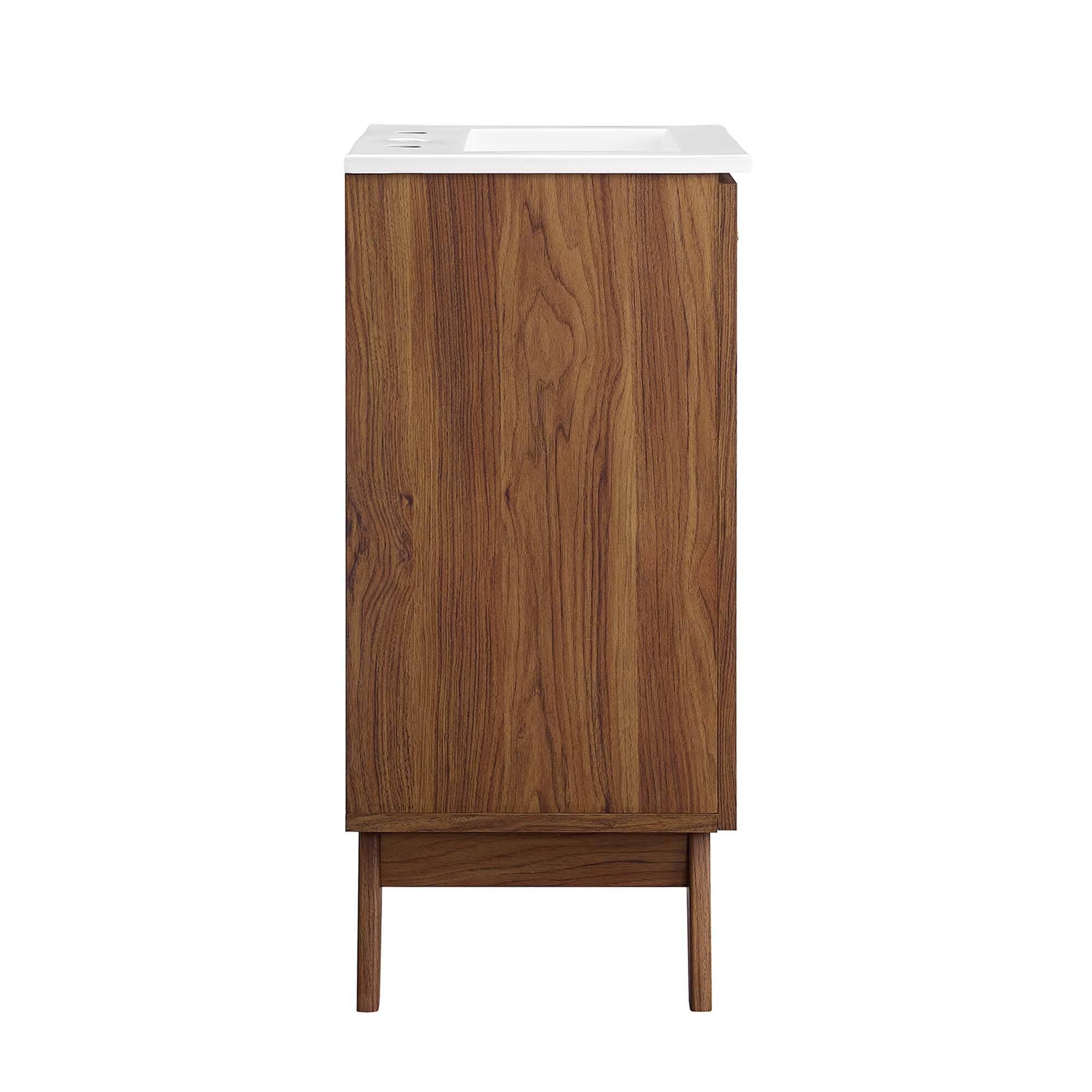 Alt View 4. Modway - Soma Bathroom Vanity with White Basin Included by Modway - Walnut White.
