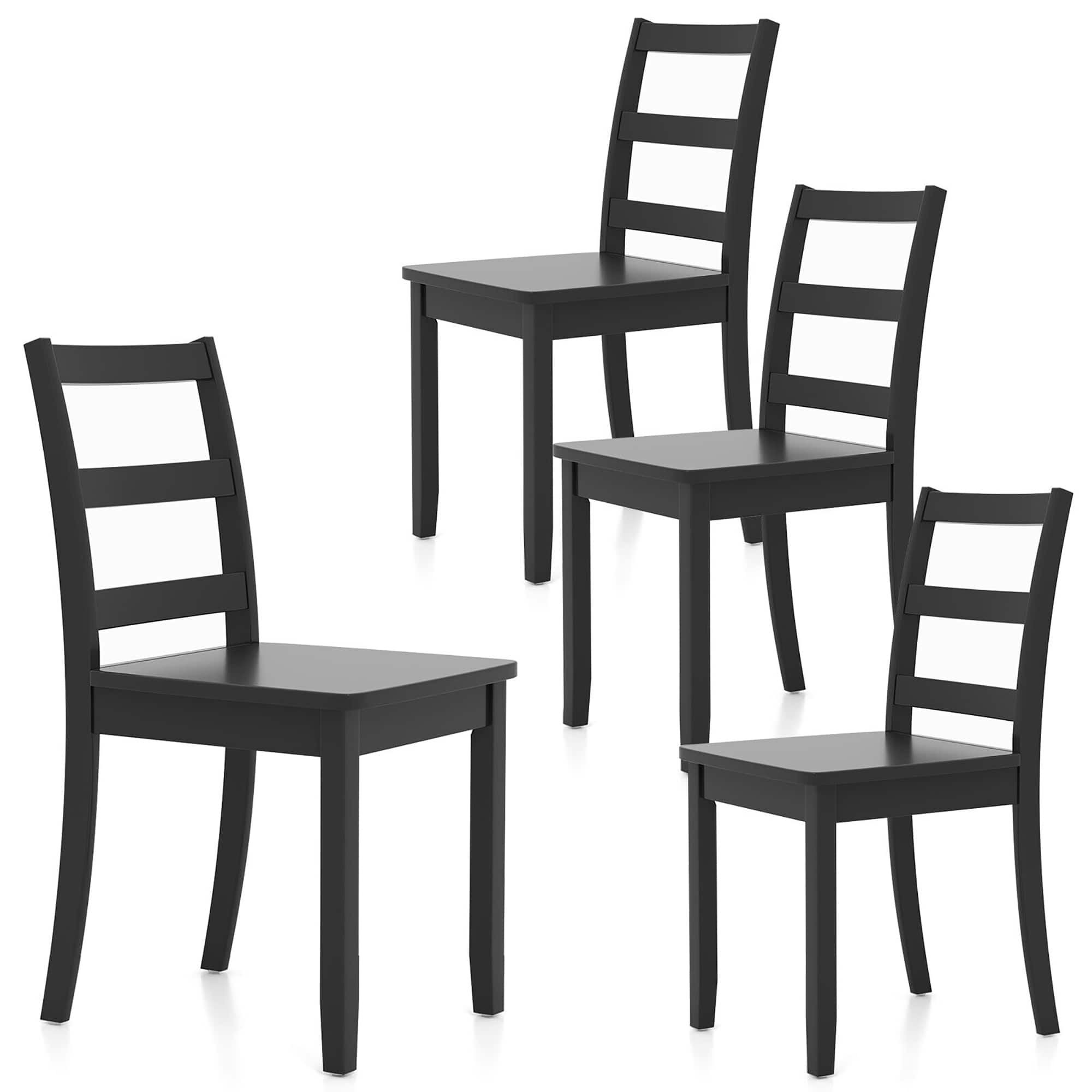 Gymax - Set of 4 Dining Chairs Ladder Back Armless Side Chair w/ Solid Rubber Wood Legs - Black price history on PriceWatchPro