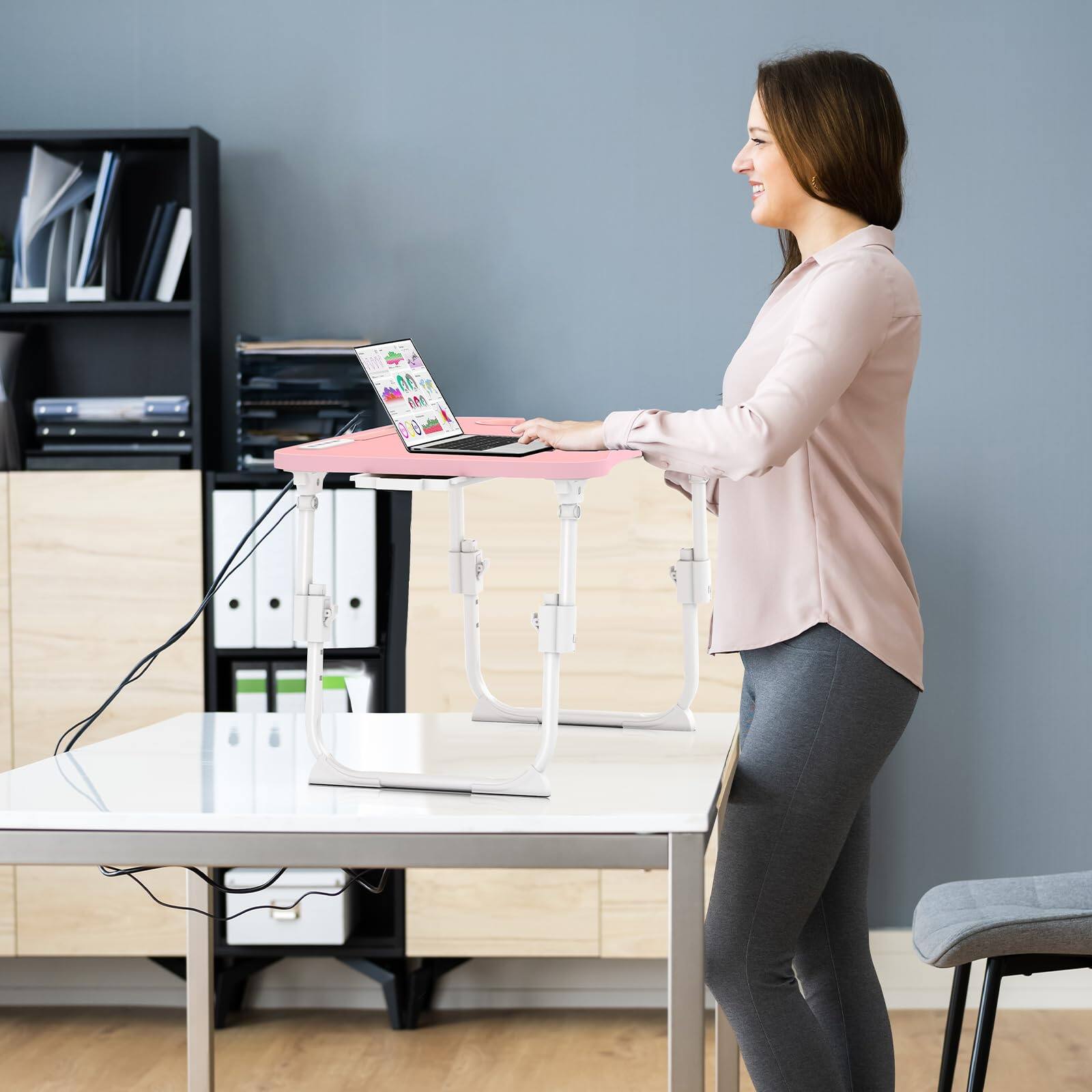 Alt View 6. Stylel Star - Lap Desk For Bed Adjustable Height Foldable Table With Storage Drawer Tablet Slot Cup Holder Portable Laptop Stand Sofa.