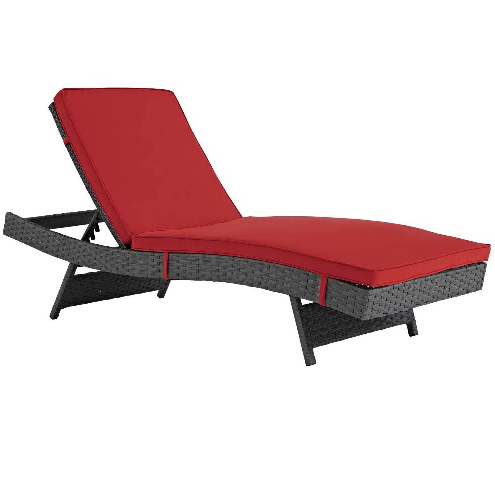 Angle. Modway - Sojourn Outdoor Patio Sunbrella® Chaise by Modway - Canvas Red.