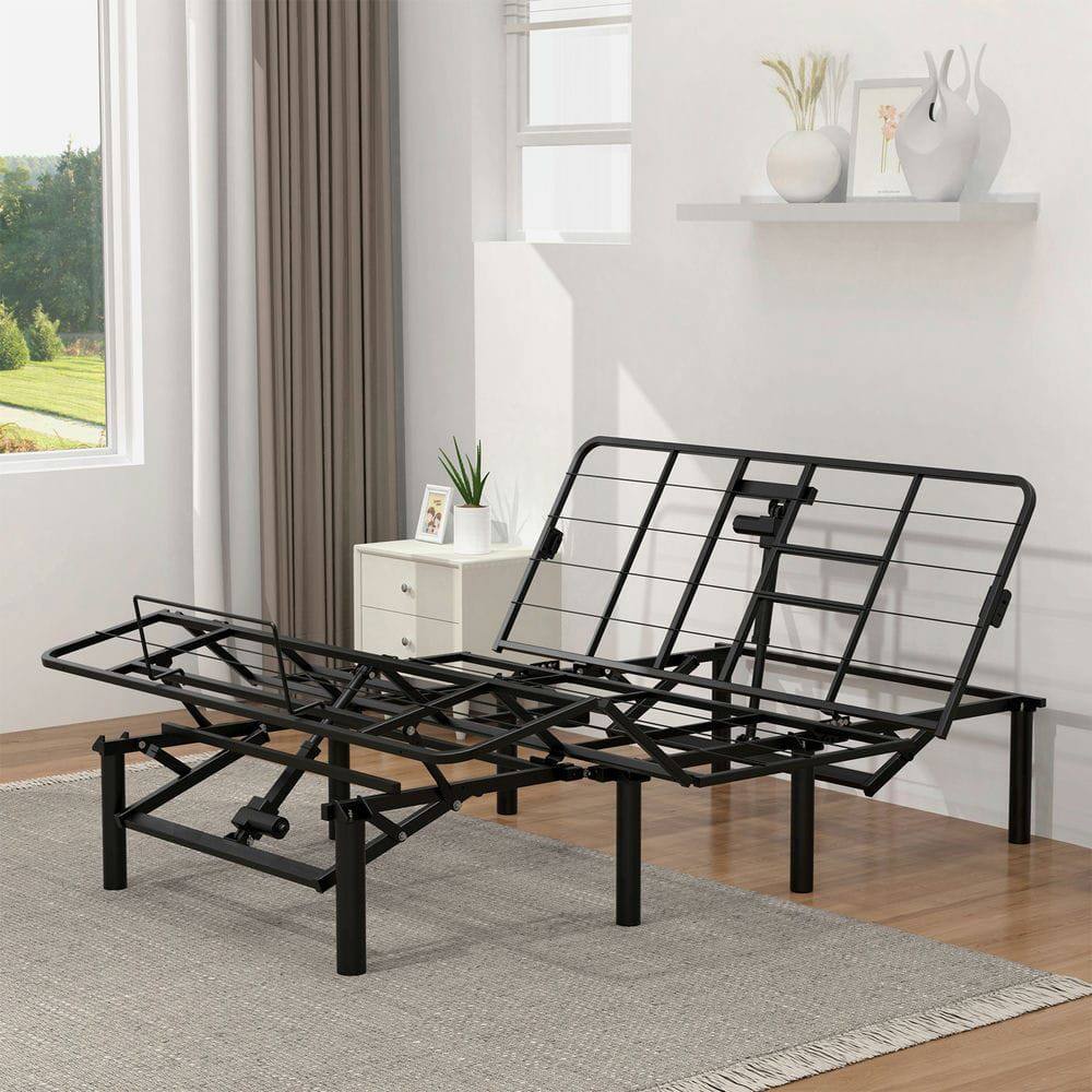 Front. Kadyn - Adjustable Bed Base Frame Head and Foot Incline Quiet Motor Queen Size Zero Gravity, Dual USB A+C Ports, Remote Control - Black.