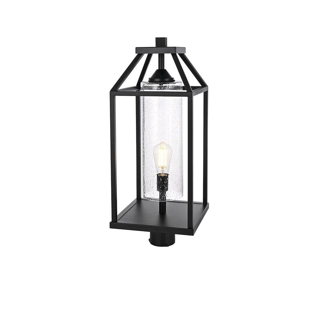 Angle. Elegant Lighting - Zora 26 inch Outdoor Post light in Black - Black And Clear.