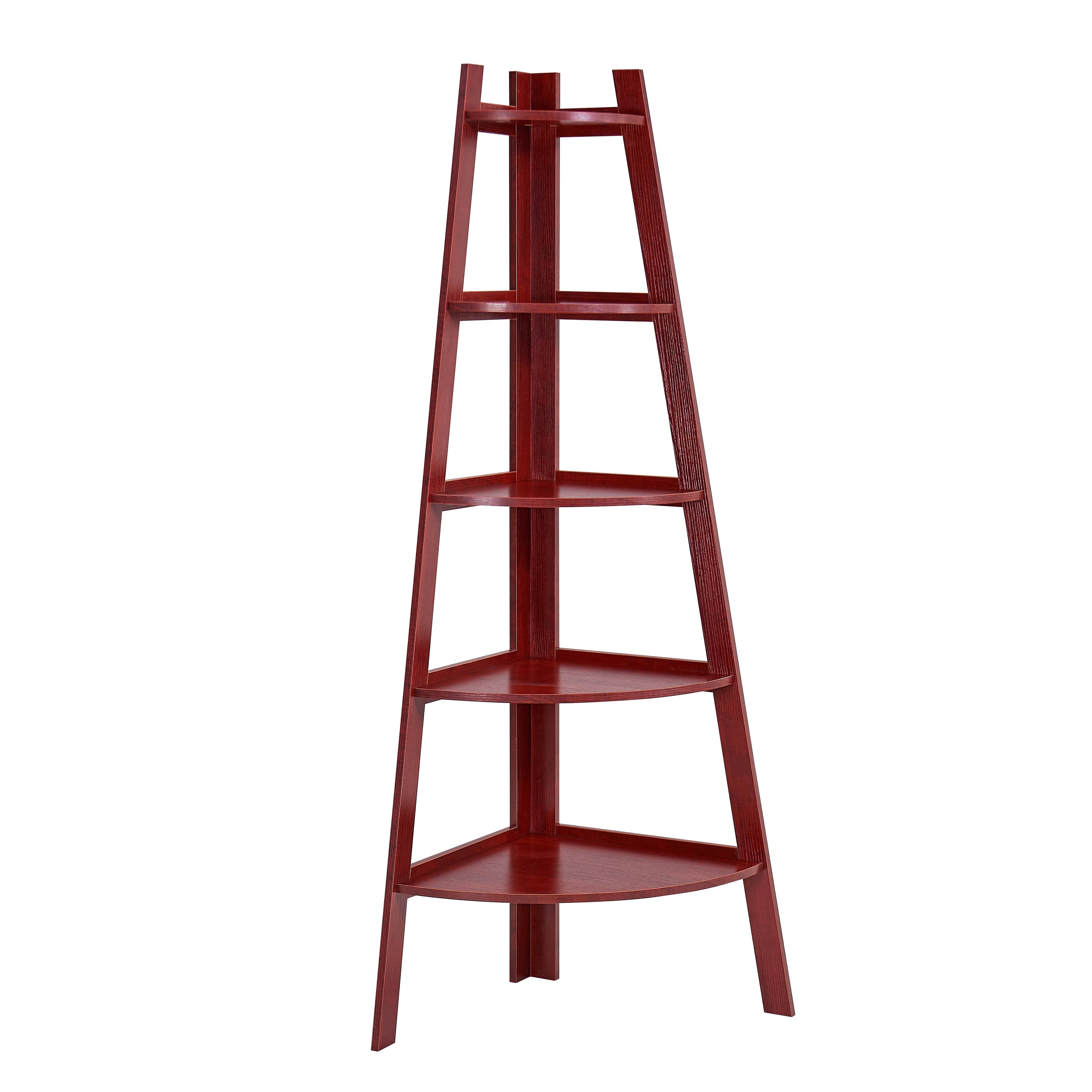 Front. Danya B - 5-Tier Pyramid Corner Display Shelves - Cherry - Cherry.
