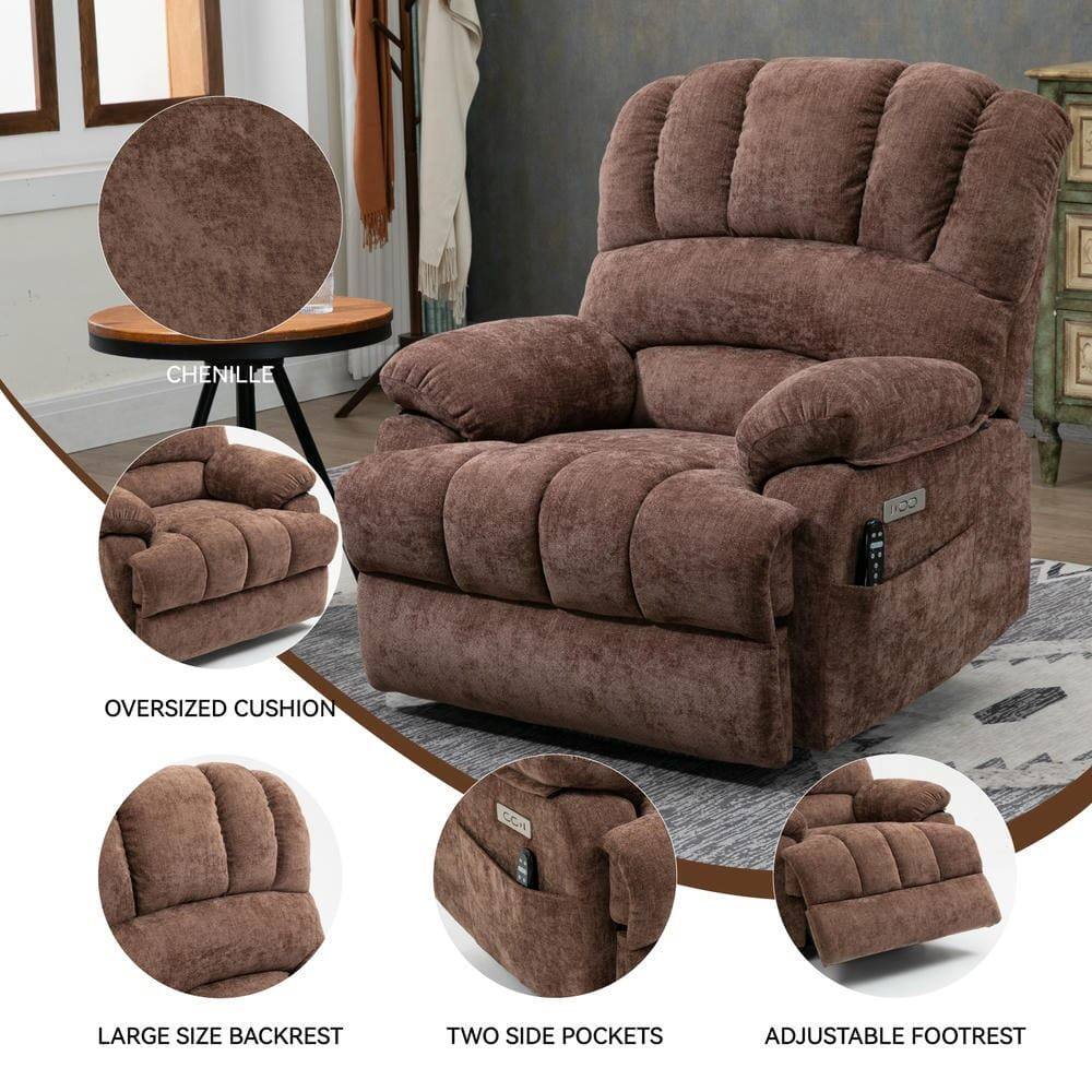 - Chenille
- Oversized Cushion
- Large Size Backrest
- Two Side Pockets
- Adjustable Footrest