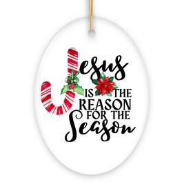 OrnamentallyYou - Jesus is the Reason for the Season Christmas Ornament Oval Version - Multi-colored