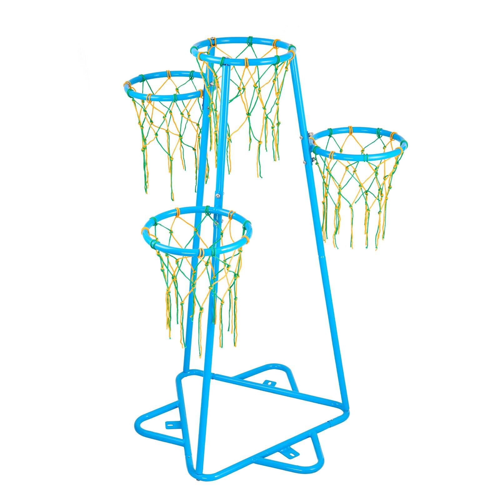 Alt View 9. Glintex - Basketball Hoop, Kids 4-Hoop Adjustable Stand with 3 Balls, Portable Basketball Toy Set for Indoor Outdoor Play - Blue.