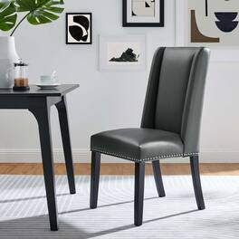 Baron Vinyl Dining Chair Set of 2 by Modway - Gray