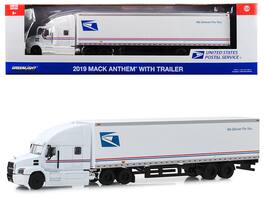 Greenlight - 2019 Mack Anthem 18 Wheeler Tractor-Trailer "USPS" (United States Postal Service) "We Deliver For You" 1/64 - White