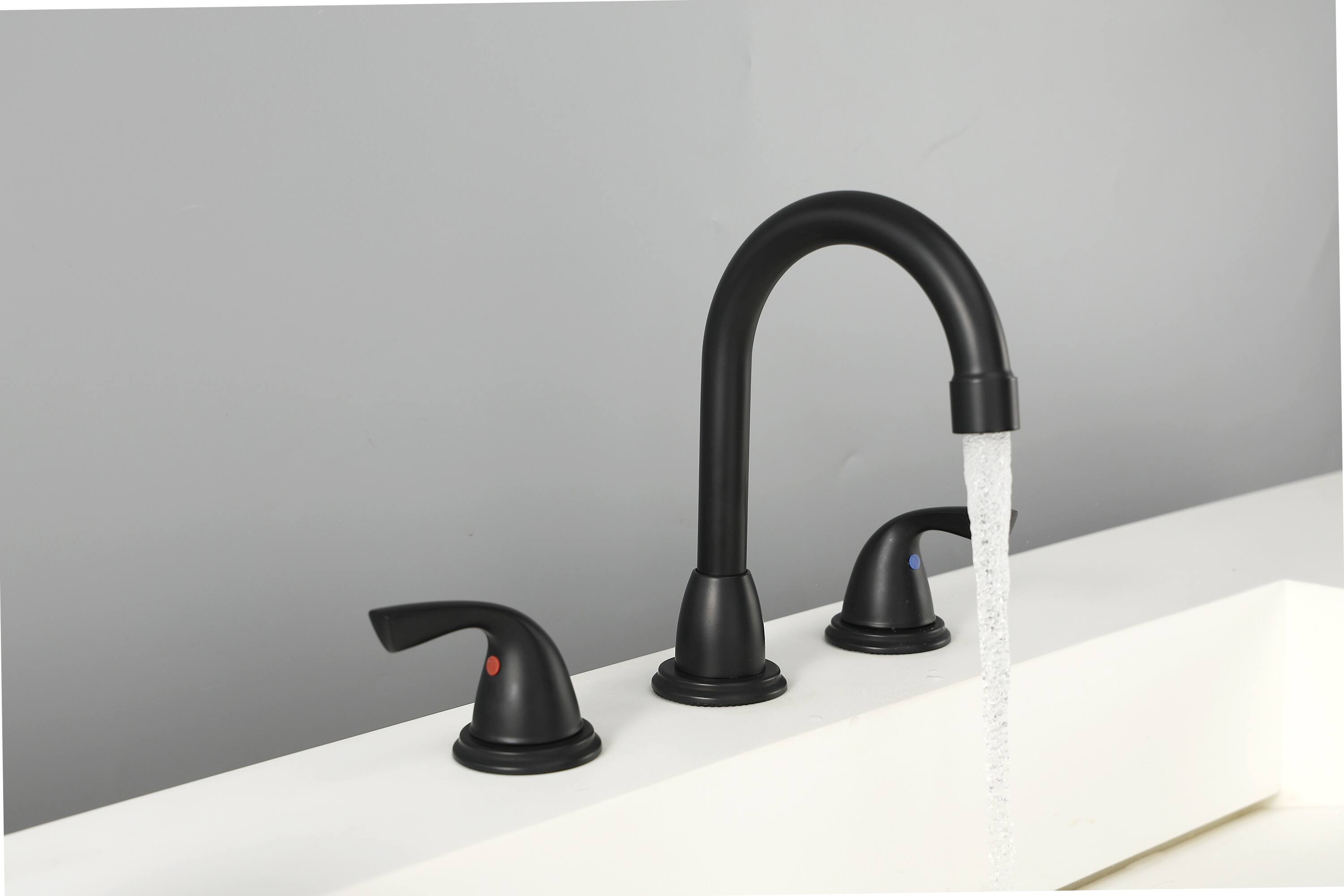 Angle. Bothwa Home - Bothwa Home Bathroom Faucet For bathroom Sink  With Two Handles And Supply Lines - Matt black.