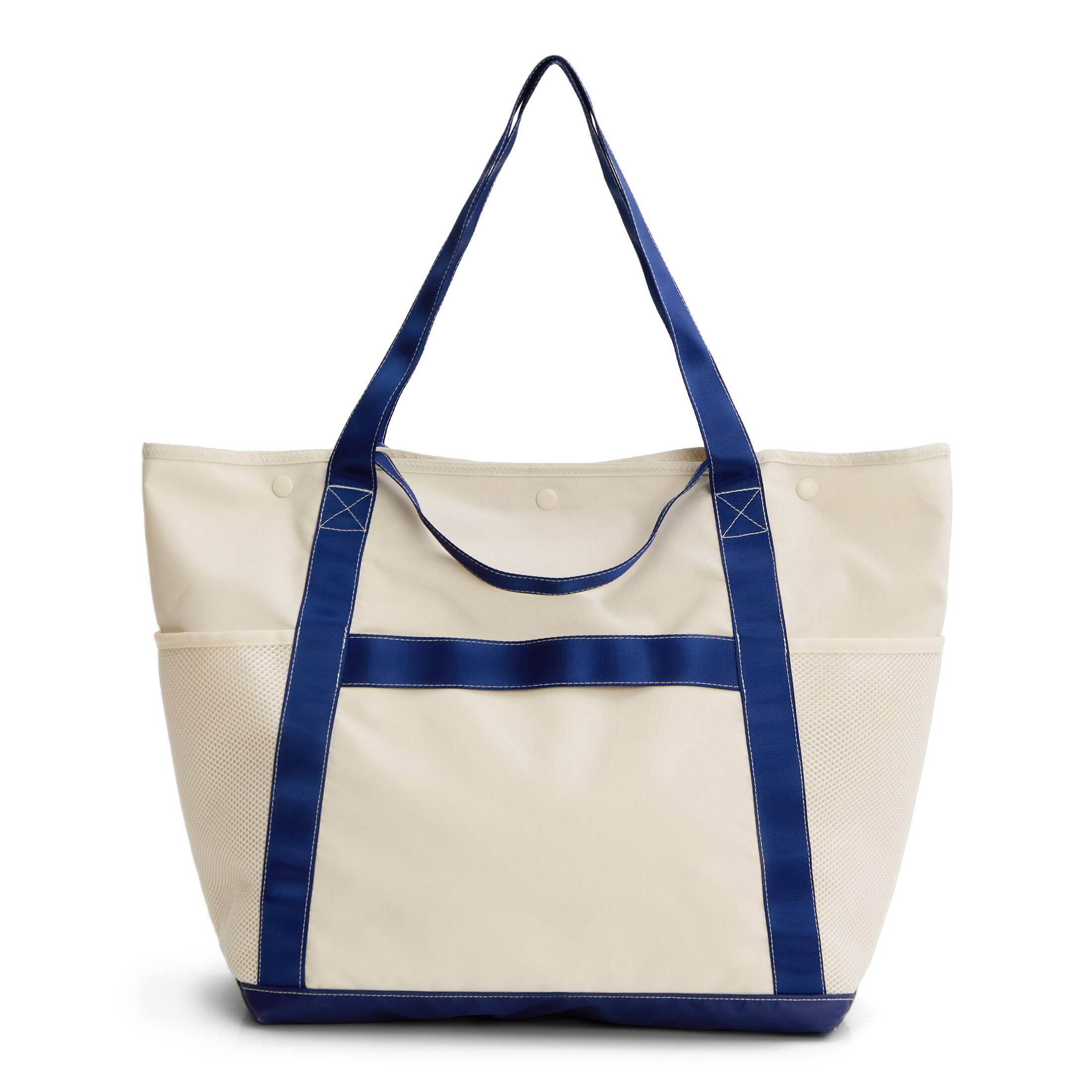 Back. Bagsmart - Coast 40L Beach Tote, Lightweight Water-Repellent Tote for Beach, Travel & Everyday Use - Ivory.