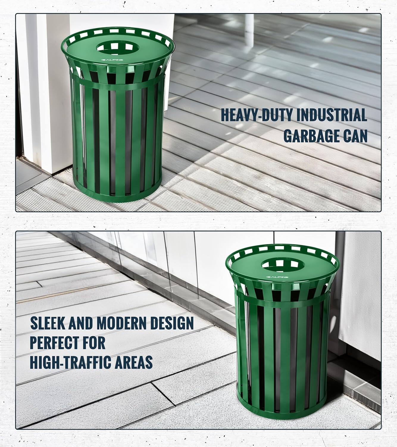 HEAVY-DUTY INDUSTRIAL GARBAGE CAN
SLEEK AND MODERN DESIGN PERFECT FOR HIGH-TRAFFIC AREAS