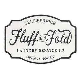 BreeBe - *Fluff and Fold Laundry Co. Farmhouse Metal Sign - Black, White