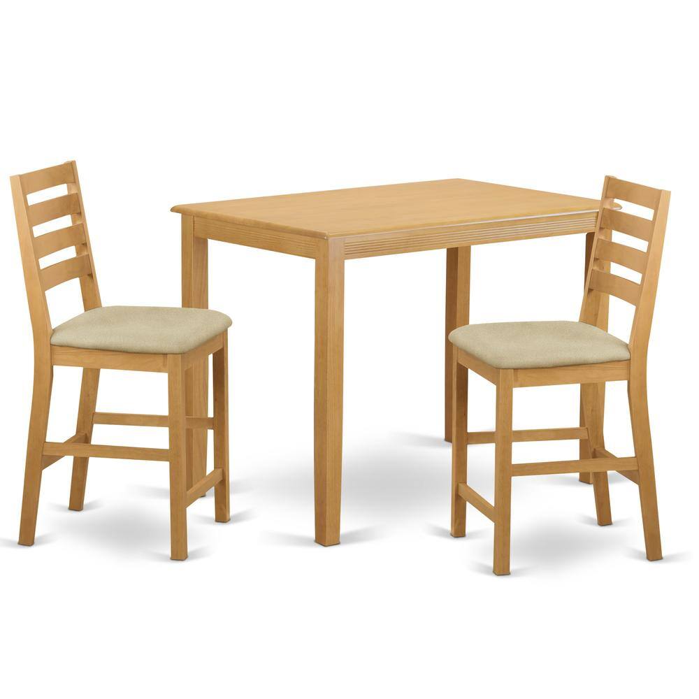 Back. East West Furniture - YACF3-OAK-C 3 PC counter height set - counter height Table and 2 dinette Chairs. - Oak.