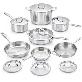Alva - Maestro 14-Piece 5-Ply Stainless Steel Cookware Set - Silver