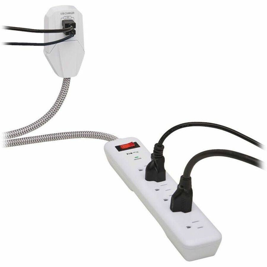 Alt View 5. Tripp Lite - Eaton Tripp Lite Series 7-Outlet Surge Protector - 6 on strip/1 in detachable plug, 2 USB Ports (2.4A Shared) - Unknown.