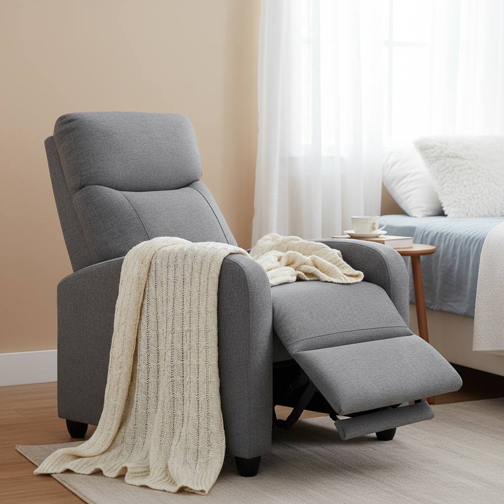 Alt View 4. AOITUN - Small Power Recliner Chair, Gray Fabric Single Reclining Sofa with Remote, Modern Compact Living Room Seat - Gray.