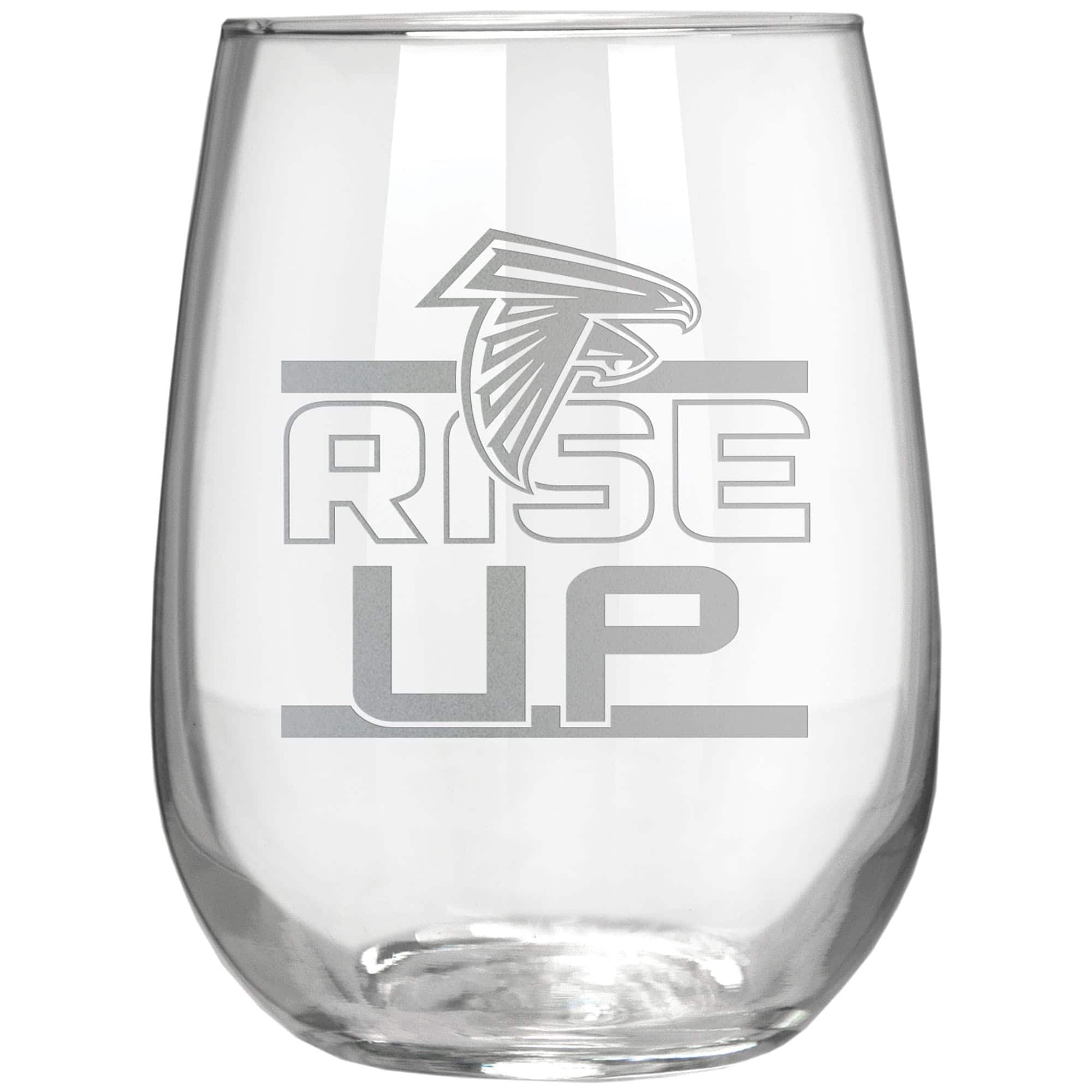 Front. Great American Products - Atlanta Falcons Etched 17oz. Rally Cry Stemless Wine Glass - Multicolor.