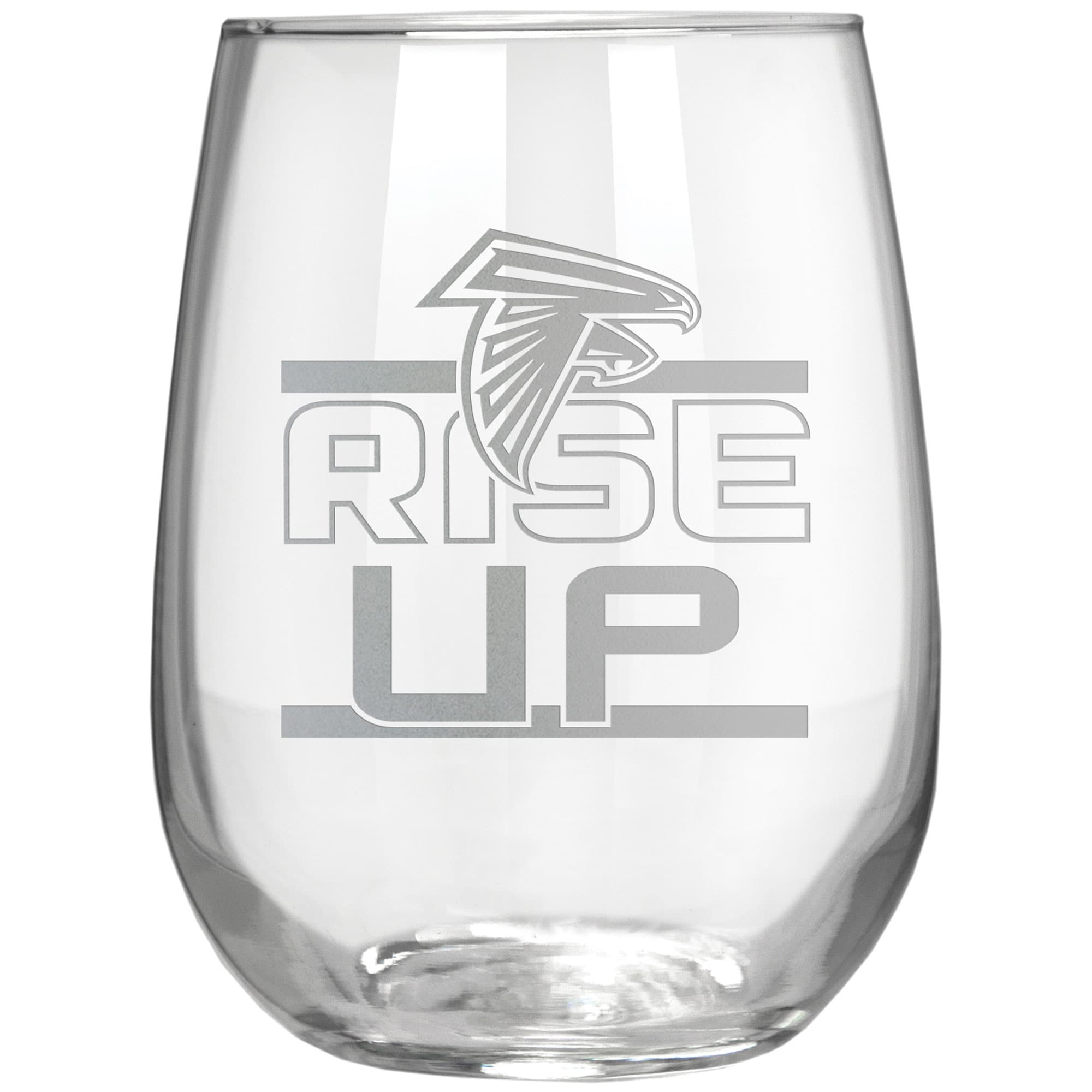 Front. Great American Products - Atlanta Falcons Etched 17oz. Rally Cry Stemless Wine Glass - Multicolor.