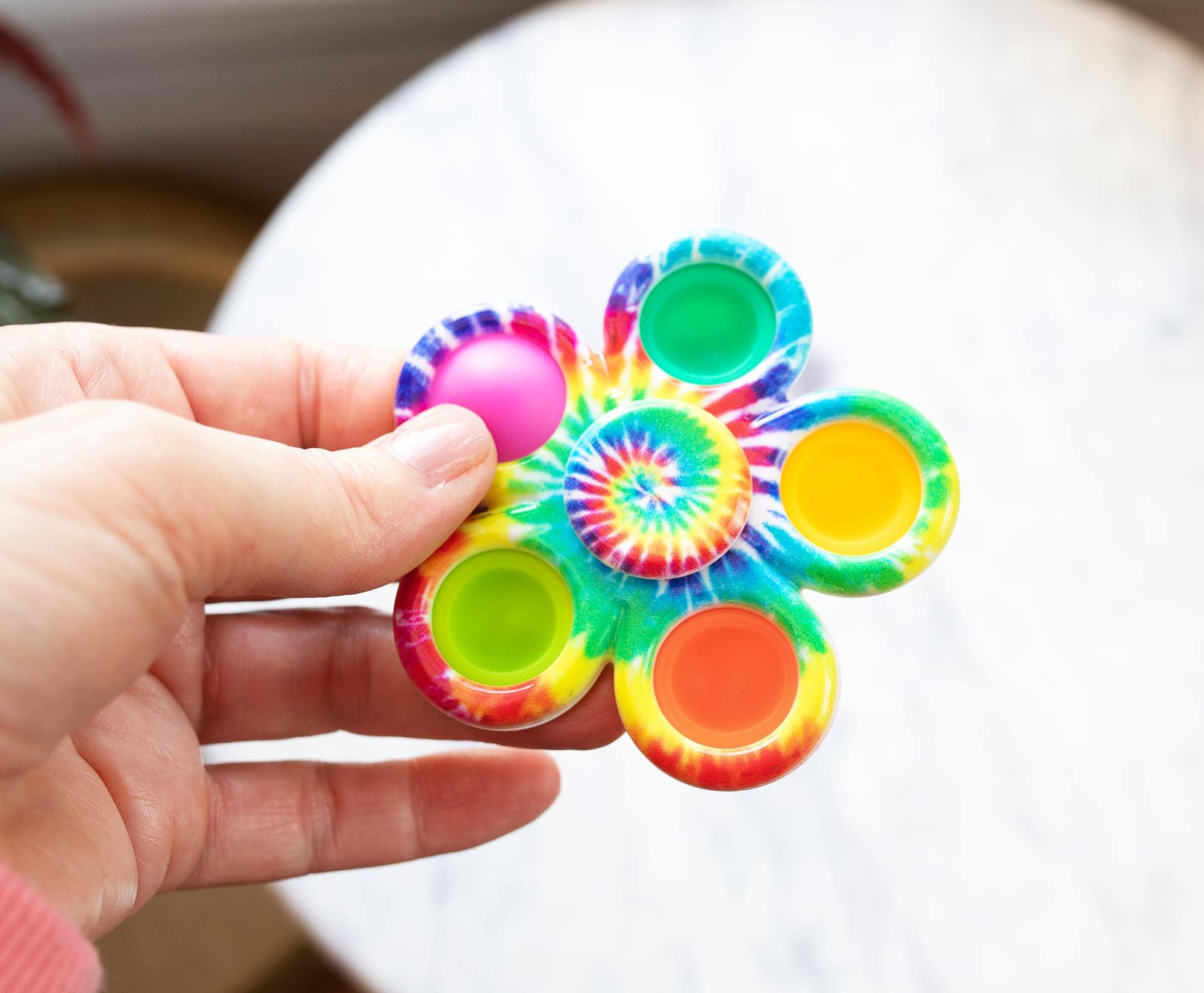 Alt View 3. Toynk - Pop Fidget Toy Spinner 5-Button Rainbow Bubble Popping Game - Rainbow.