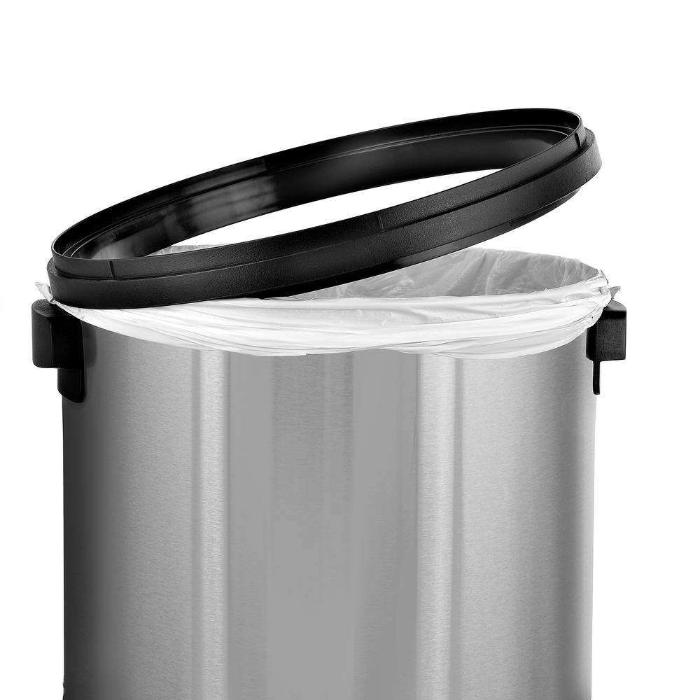 Left. Alpine Industries - Stainless Steel 17 Gallon Open Top Trash Can with Swivel Lid - Stainless Steel.